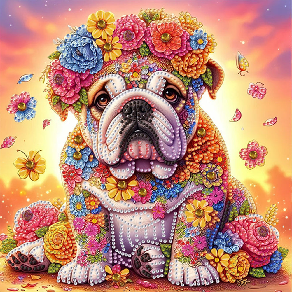 Flower Puppy - Special Shaped Drill Diamond Painting 30*30CM