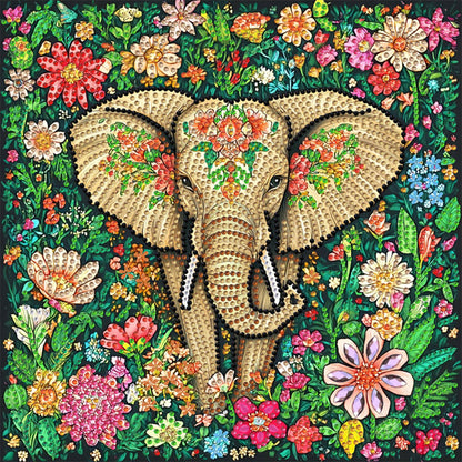 Flower Elephant - Special Shaped Drill Diamond Painting 30*30CM