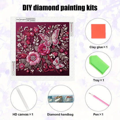 Flower Butterfly - Special Shaped Drill Diamond Painting 30*30CM