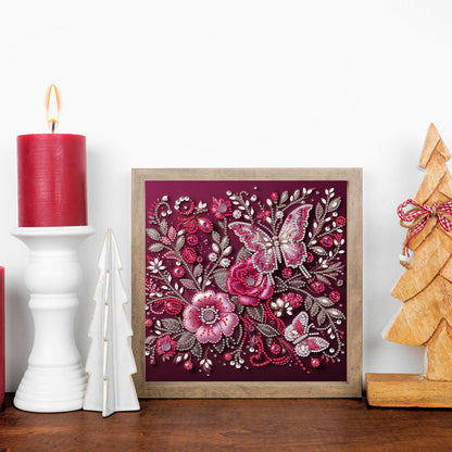 Flower And Butterfly - Special Shaped Drill Diamond Painting 30*30CM