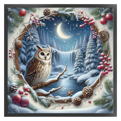 Winter Window Cat Owl - 11CT Stamped Cross Stitch 45*45CM