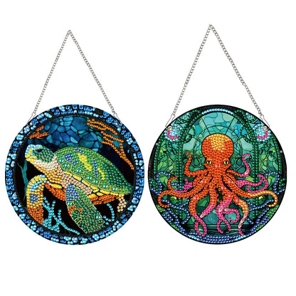 2pcs Animal Theme 2D Flat DIY Diamond Art Pendant Wall Decor for Home & Windows