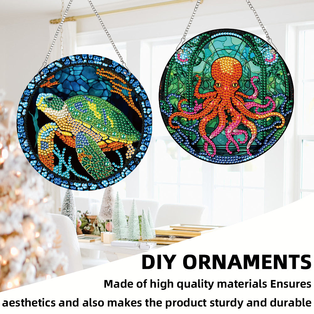 2pcs Animal Theme 2D Flat DIY Diamond Art Pendant Wall Decor for Home & Windows