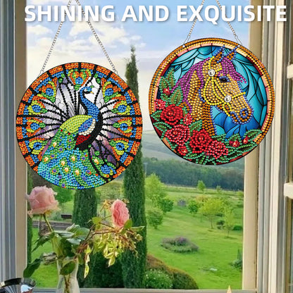 2pcs Animal Theme 2D Flat DIY Diamond Art Pendant Wall Decor for Home & Windows