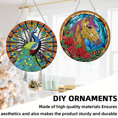 2pcs Animal Theme 2D Flat DIY Diamond Art Pendant Wall Decor for Home & Windows