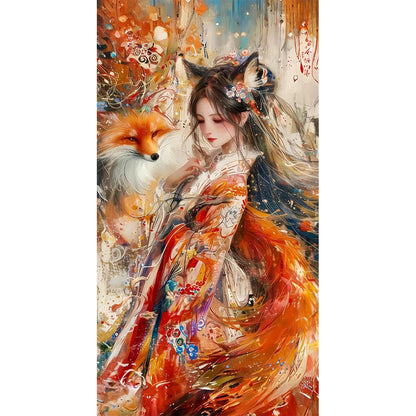 Fox Girl - Full Round Drill Diamond Painting 40*75CM