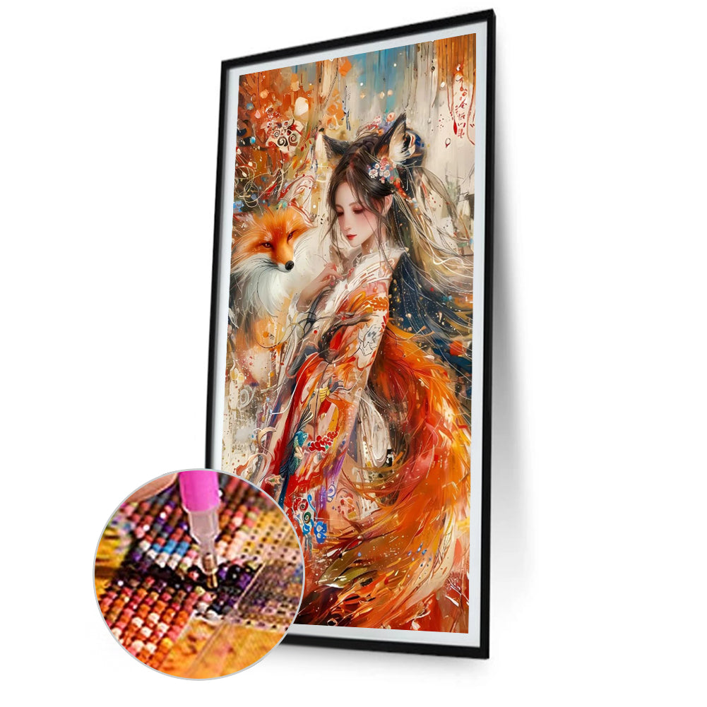 Fox Girl - Full Round Drill Diamond Painting 40*75CM