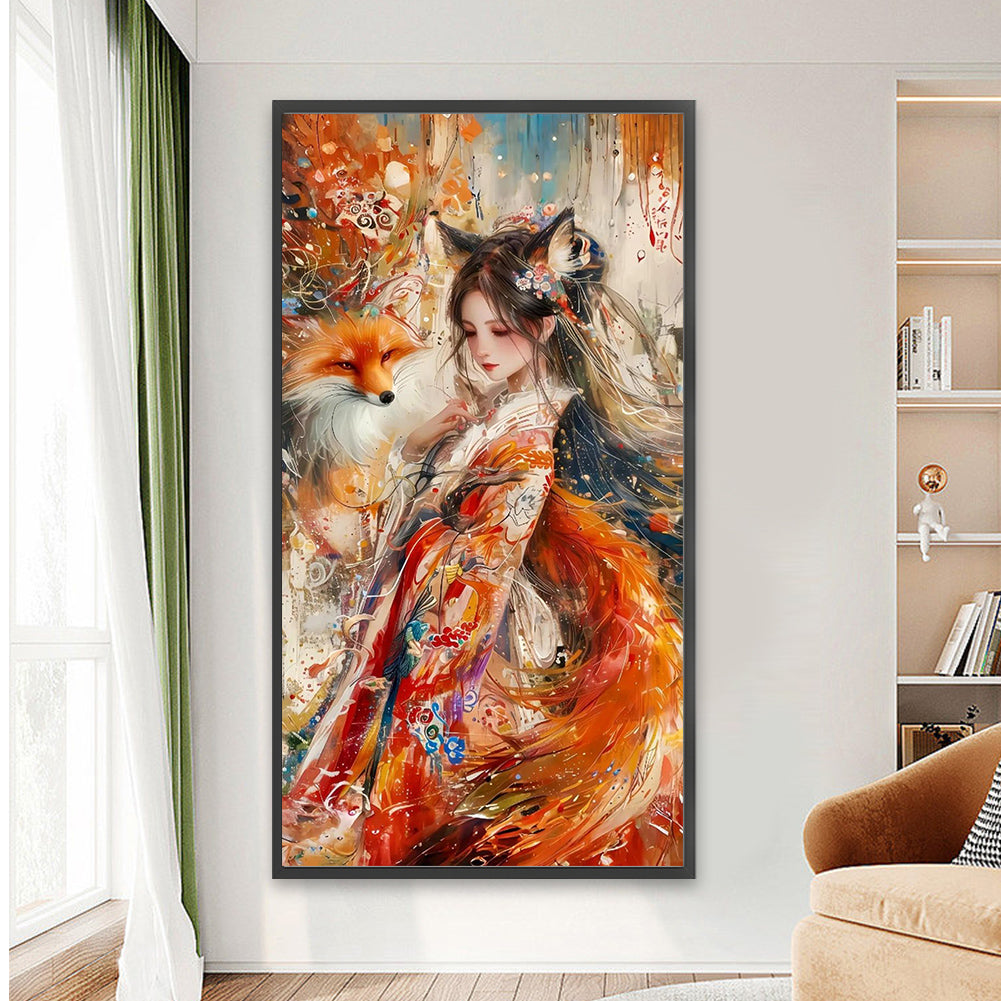 Fox Girl - Full Round Drill Diamond Painting 40*75CM