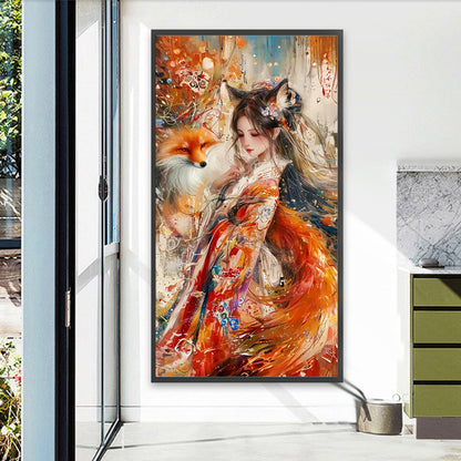 Fox Girl - Full Round Drill Diamond Painting 40*75CM