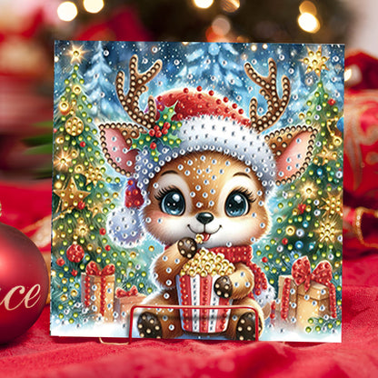 6PCS DIY Diamond Art Greeting Cards Xmas Designs for Festivals and Celebrations