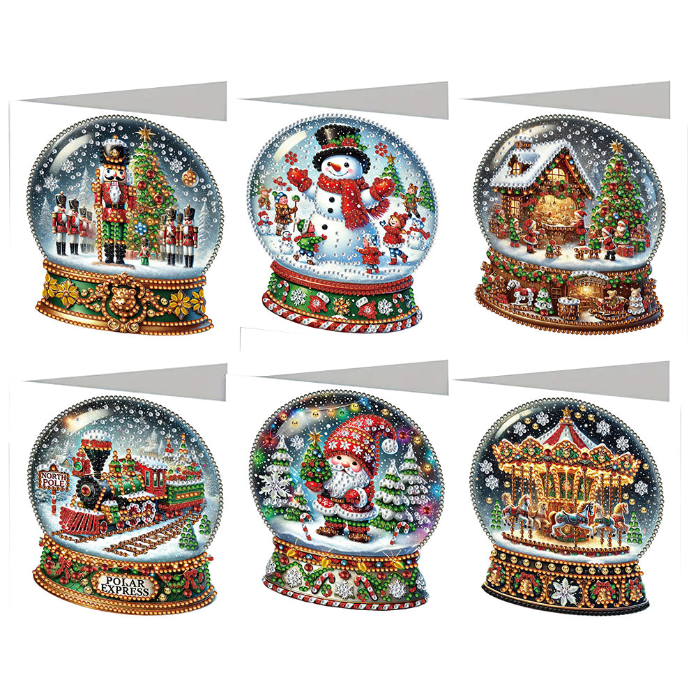 6PCS DIY Diamond Art Greeting Cards Xmas Designs for Festivals and Celebrations