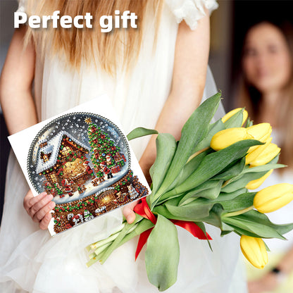 6PCS DIY Diamond Art Greeting Cards Xmas Designs for Festivals and Celebrations