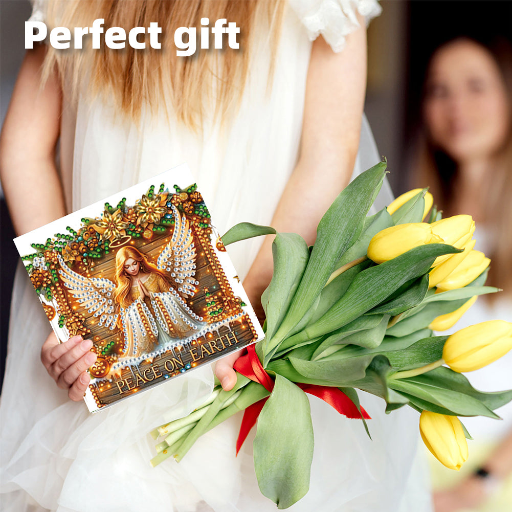 6PCS DIY Diamond Art Greeting Cards Xmas Designs for Festivals and Celebrations