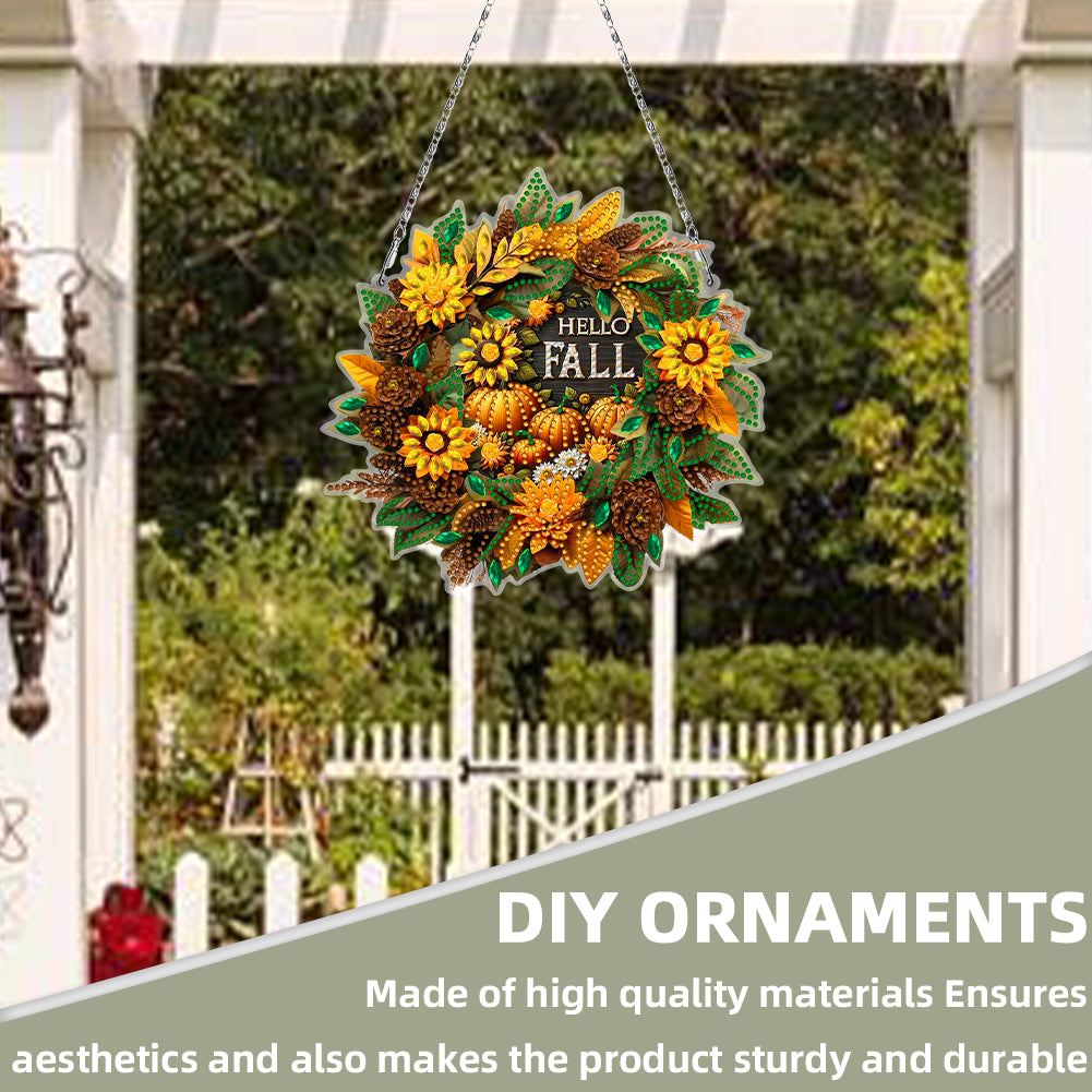 Fall Theme 2D Flat DIY Hanging Diamond Art Kits Wall Decor for Home & Windows