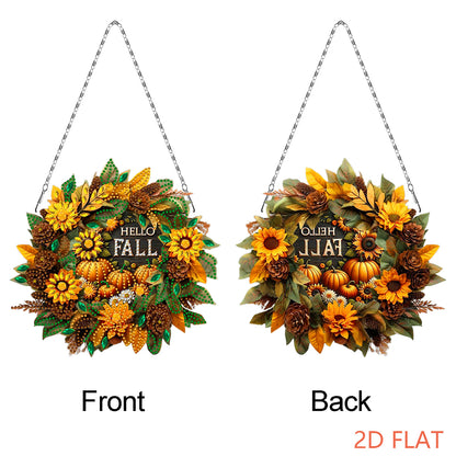 Fall Theme 2D Flat DIY Hanging Diamond Art Kits Wall Decor for Home & Windows