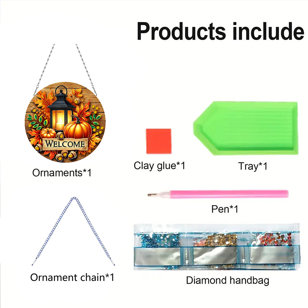 Fall Theme 2D Flat DIY Hanging Diamond Art Kits Wall Decor for Home & Windows