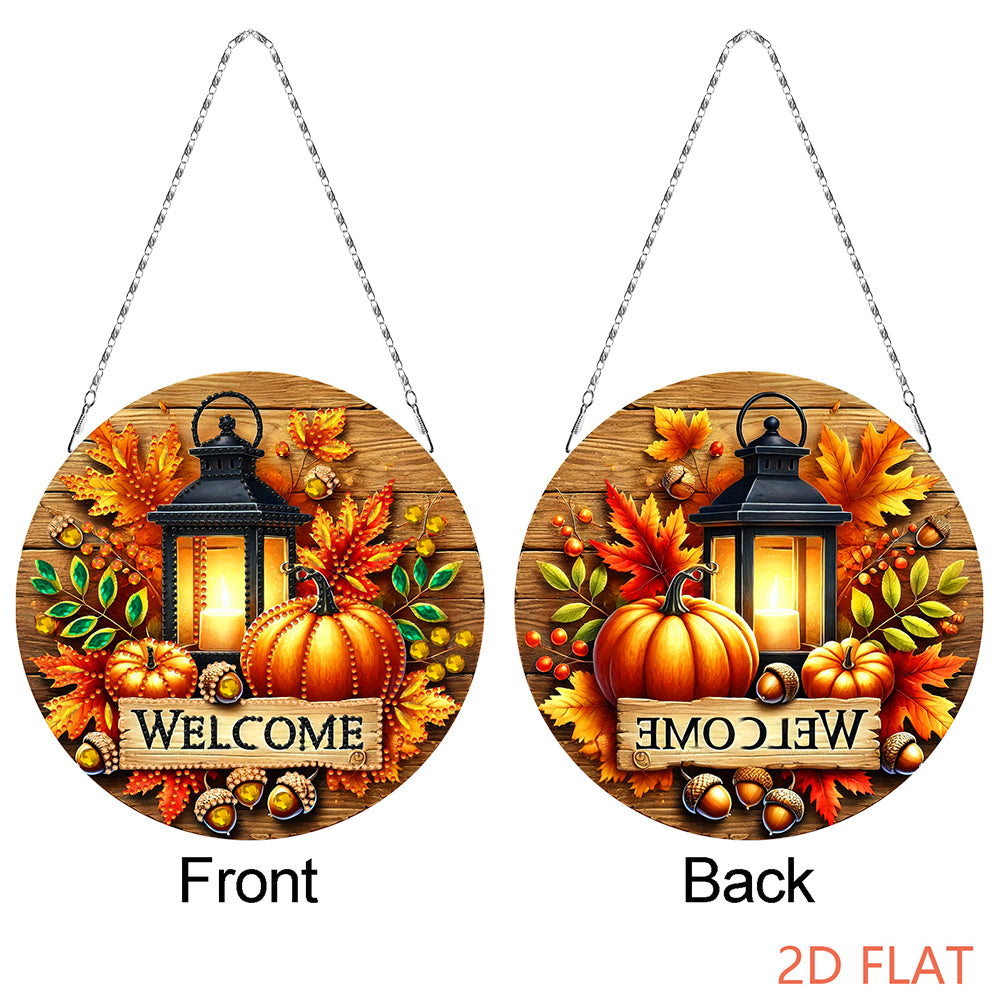 Fall Theme 2D Flat DIY Hanging Diamond Art Kits Wall Decor for Home & Windows