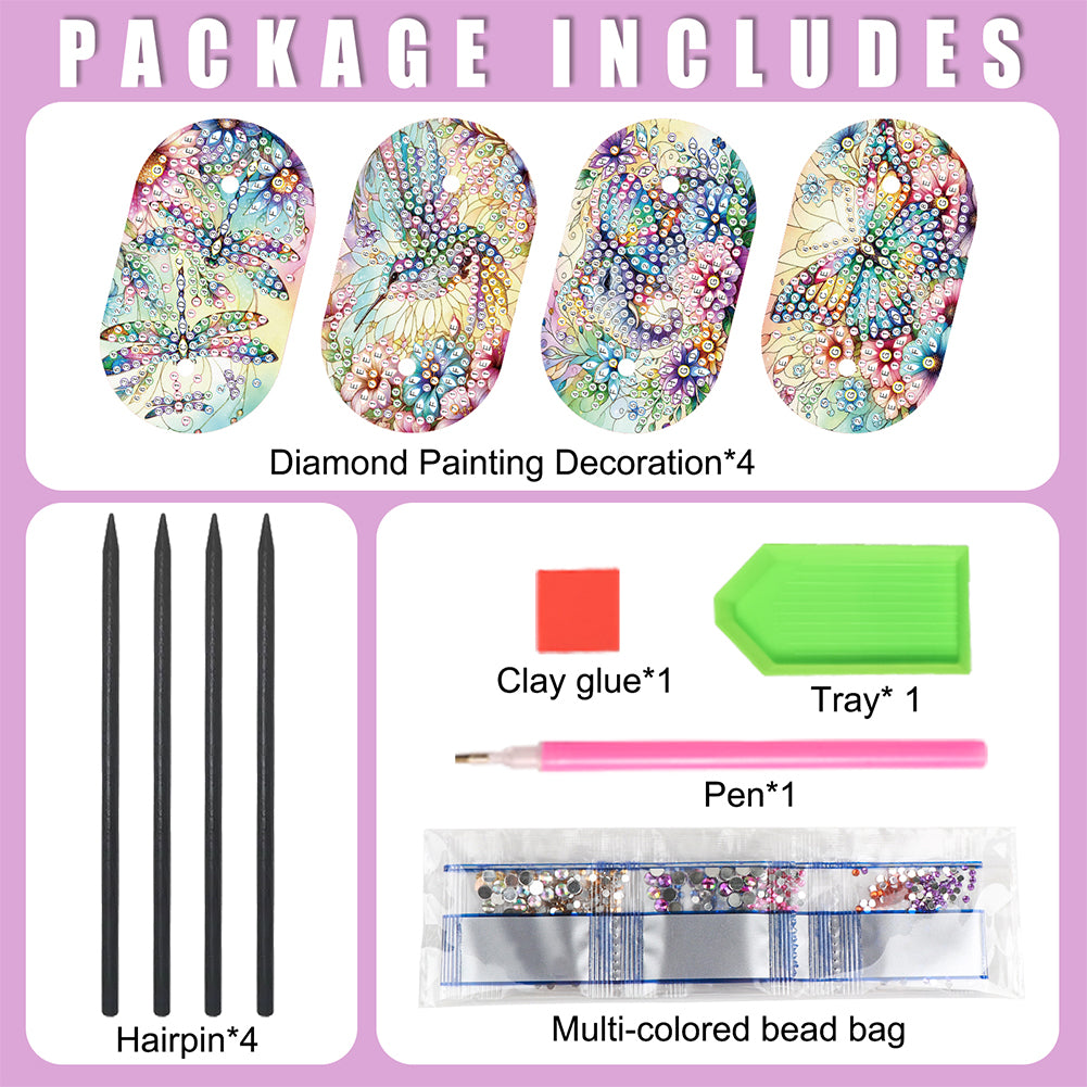 8Pcs DIY Diamond Painting Ellipse Hairpin Kits Diamond Embroidery Hairpins Kit