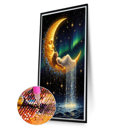 Moon And Girl - Full Round Drill Diamond Painting 40*70CM
