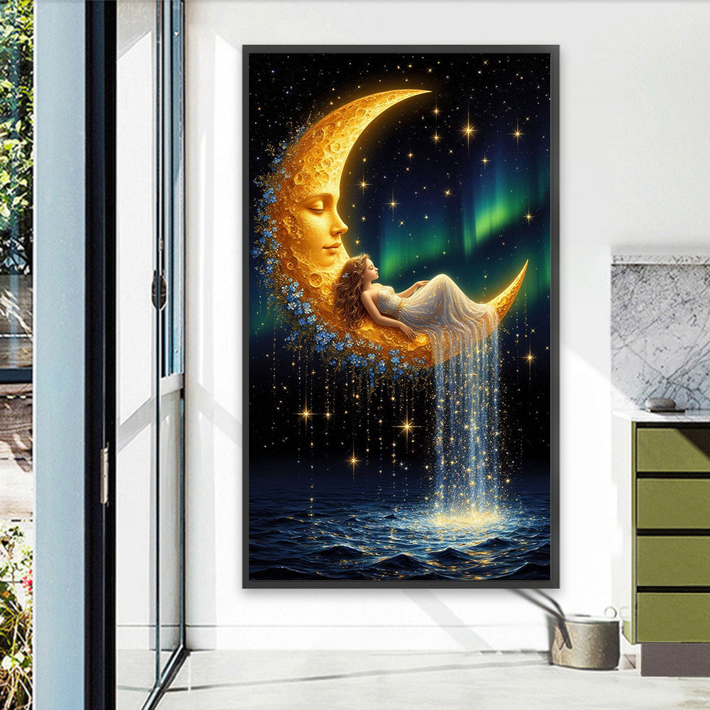 Moon And Girl - Full Round Drill Diamond Painting 40*70CM