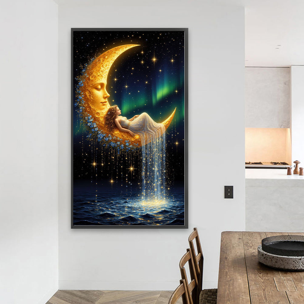 Moon And Girl - Full Round Drill Diamond Painting 40*70CM
