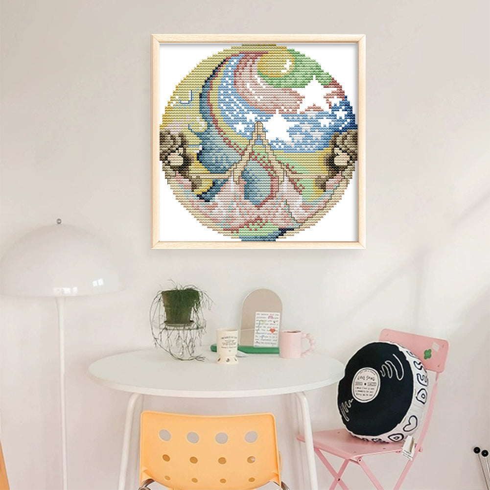 Embrace The Moon - 14CT Stamped Cross Stitch 18*19CM (Joy Sunday)