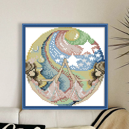 Embrace The Moon - 14CT Stamped Cross Stitch 18*19CM (Joy Sunday)