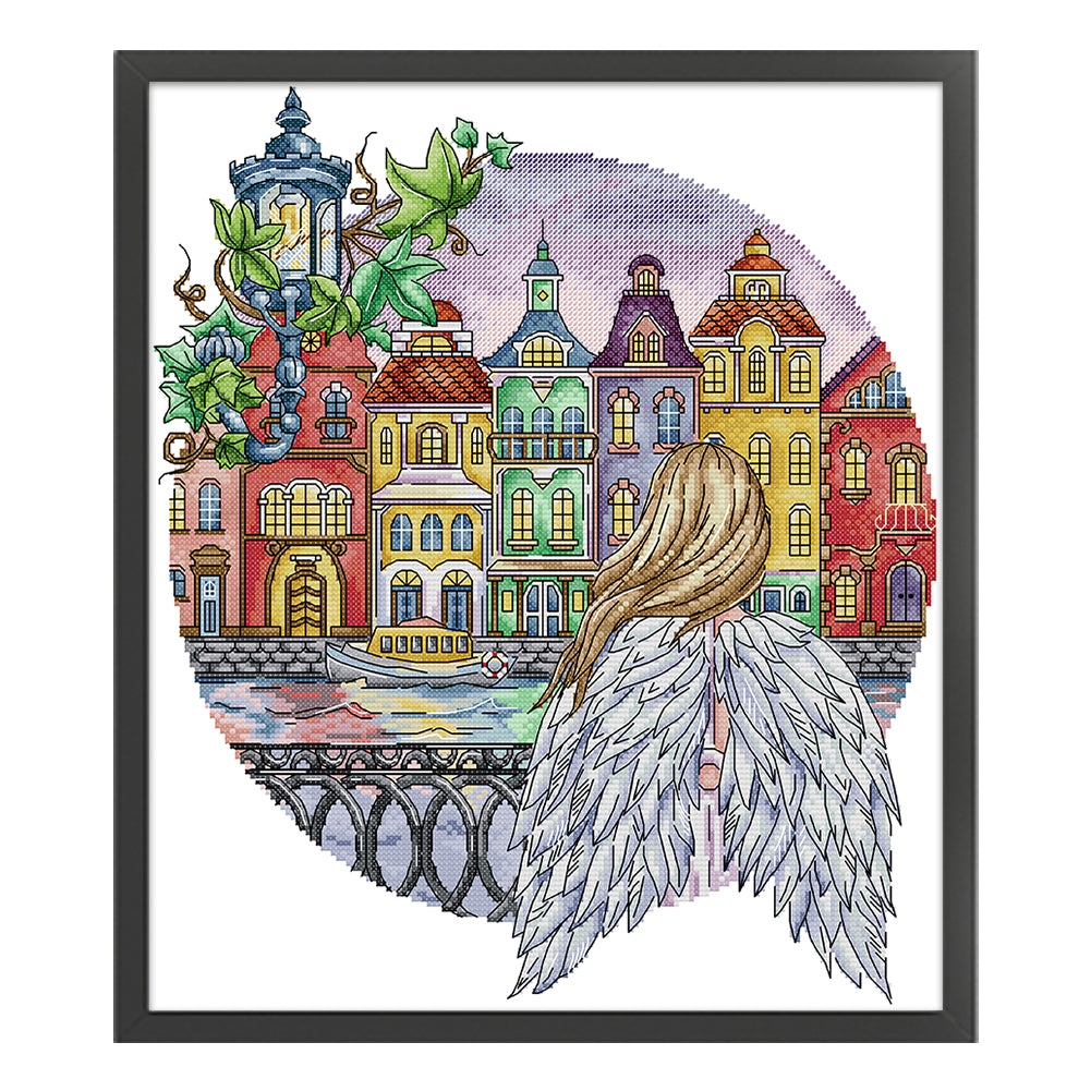 City Angel - 14CT Stamped Cross Stitch 36*41CM (Joy Sunday)