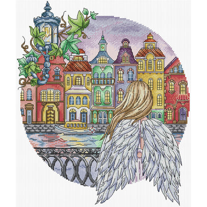 City Angel - 14CT Stamped Cross Stitch 36*41CM (Joy Sunday)