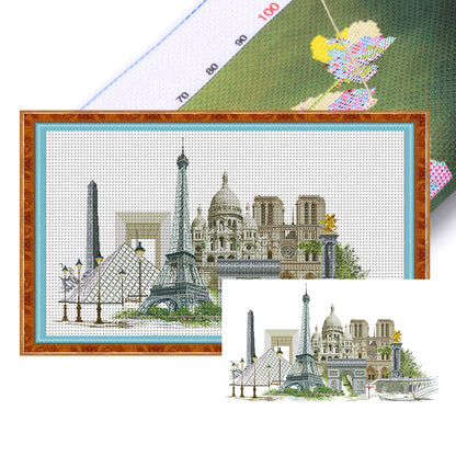 Famous Buildings - 14CT Stamped Cross Stitch 102*64CM (Joy Sunday)