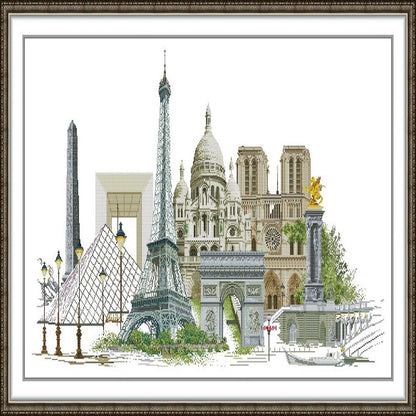 Famous Buildings - 14CT Stamped Cross Stitch 102*64CM (Joy Sunday)