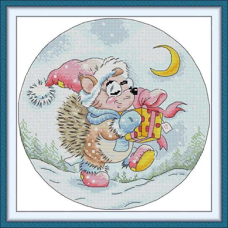Giveaway From The Hedgehog - 14CT Stamped Cross Stitch 32*32CM (Joy Sunday)