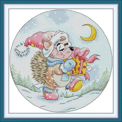 Giveaway From The Hedgehog - 14CT Stamped Cross Stitch 32*32CM (Joy Sunday)
