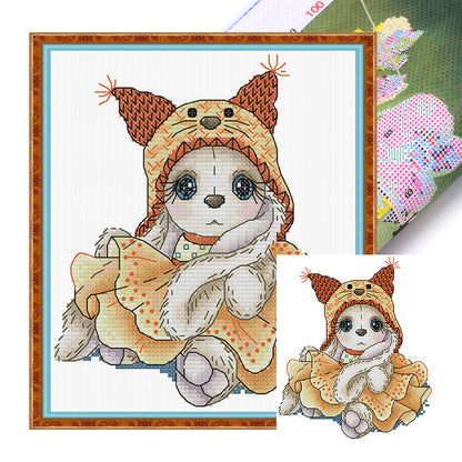 Autumn Bunny - 14CT Stamped Cross Stitch 19*21CM (Joy Sunday)