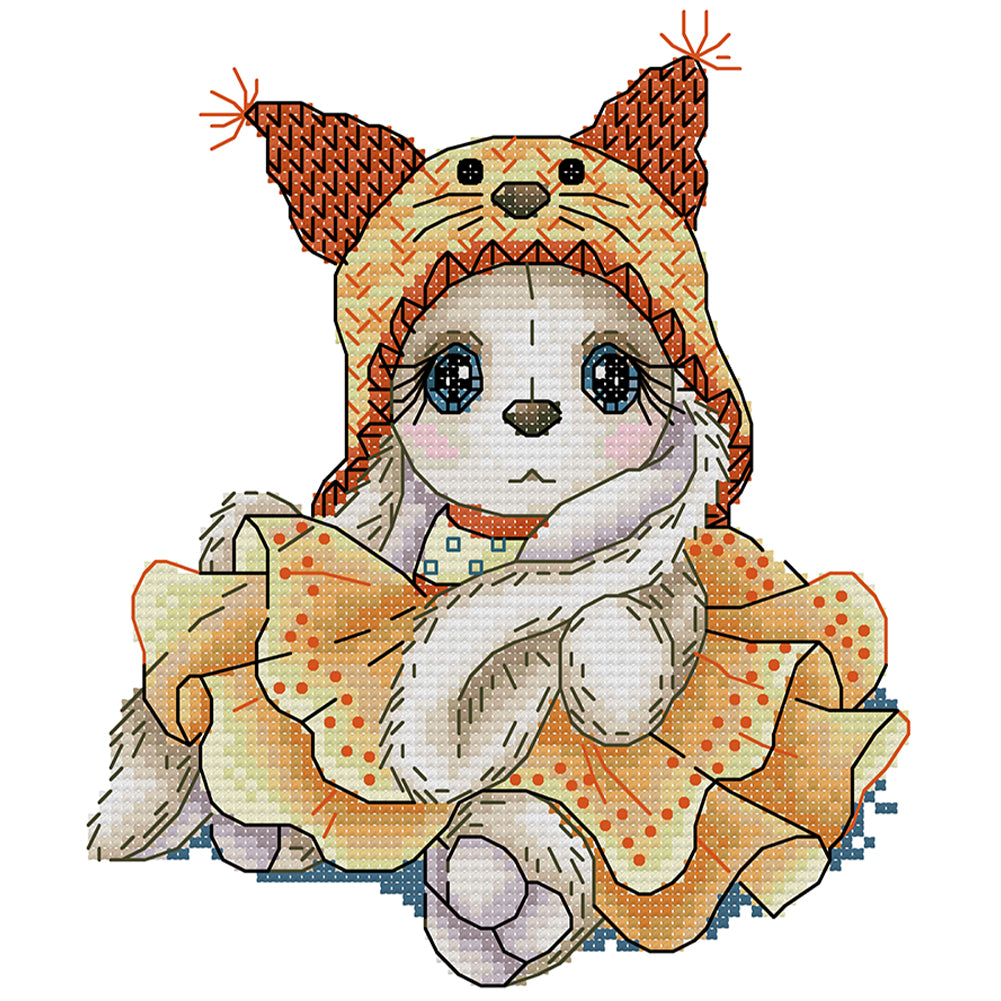 Autumn Bunny - 14CT Stamped Cross Stitch 19*21CM (Joy Sunday)