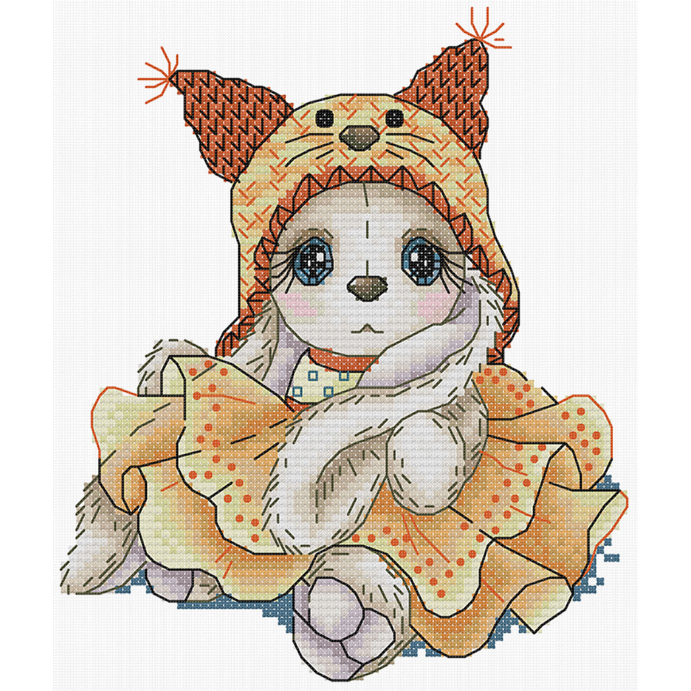 Autumn Bunny - 14CT Stamped Cross Stitch 19*21CM (Joy Sunday)