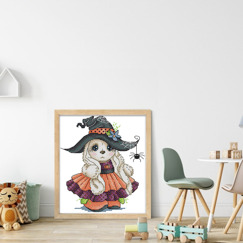 Halloween Bunny - 14CT Stamped Cross Stitch 20*22CM (Joy Sunday)