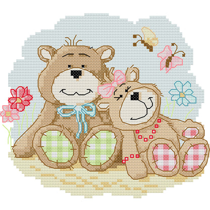 Two Sweet Little Bears - 14CT Stamped Cross Stitch 19*17CM (Joy Sunday)