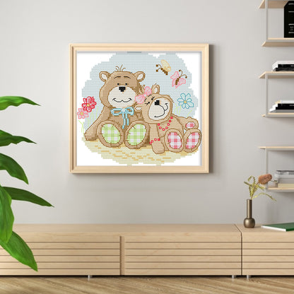 Two Sweet Little Bears - 14CT Stamped Cross Stitch 19*17CM (Joy Sunday)