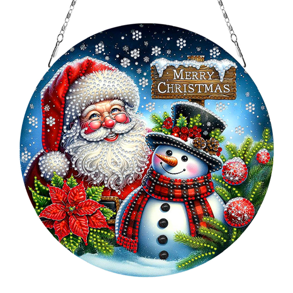 Christmas 2D Flat DIY Hanging Diamond Art Kits Window Hanging Art for Home Decor