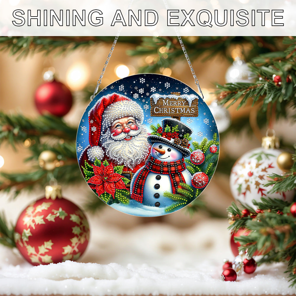 Christmas 2D Flat DIY Hanging Diamond Art Kits Window Hanging Art for Home Decor