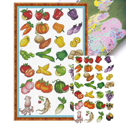 Children Identify Fruits And Vegetables - 14CT Stamped Cross Stitch 34*54CM (Joy Sunday)