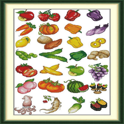 Children Identify Fruits And Vegetables - 14CT Stamped Cross Stitch 34*54CM (Joy Sunday)