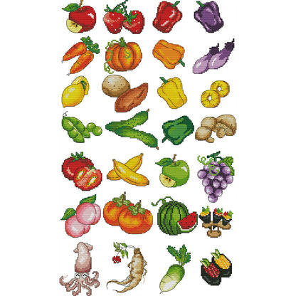 Children Identify Fruits And Vegetables - 14CT Stamped Cross Stitch 34*54CM (Joy Sunday)