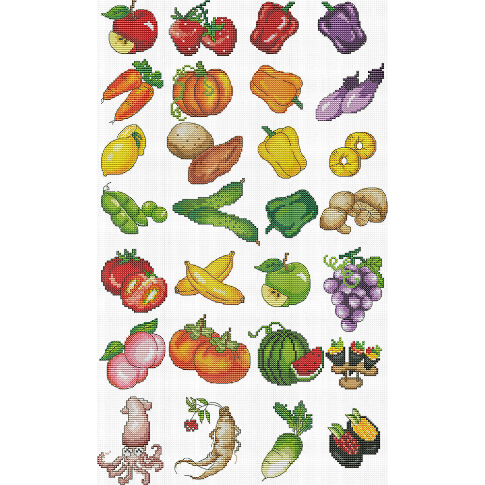 Children Identify Fruits And Vegetables - 14CT Stamped Cross Stitch 34*54CM (Joy Sunday)