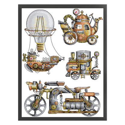 Steam Engine - 14CT Stamped Cross Stitch 34*45CM (Joy Sunday)