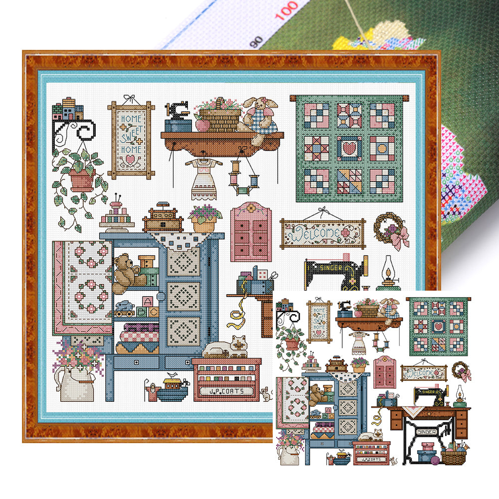 Love Sewing - 14CT Stamped Cross Stitch 41*36CM (Joy Sunday)