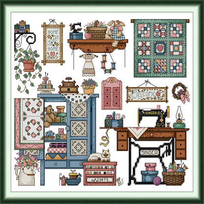 Love Sewing - 14CT Stamped Cross Stitch 41*36CM (Joy Sunday)