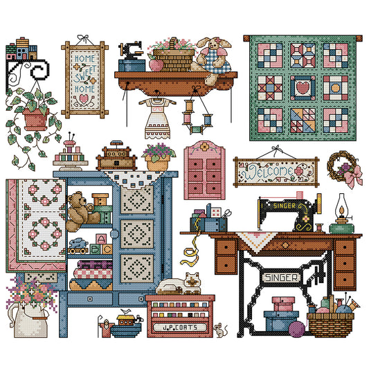 Love Sewing - 14CT Stamped Cross Stitch 41*36CM (Joy Sunday)