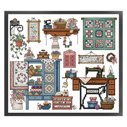 Love Sewing - 14CT Stamped Cross Stitch 41*36CM (Joy Sunday)